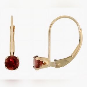 10k Yellow Gold Garnet Leverback Earrings